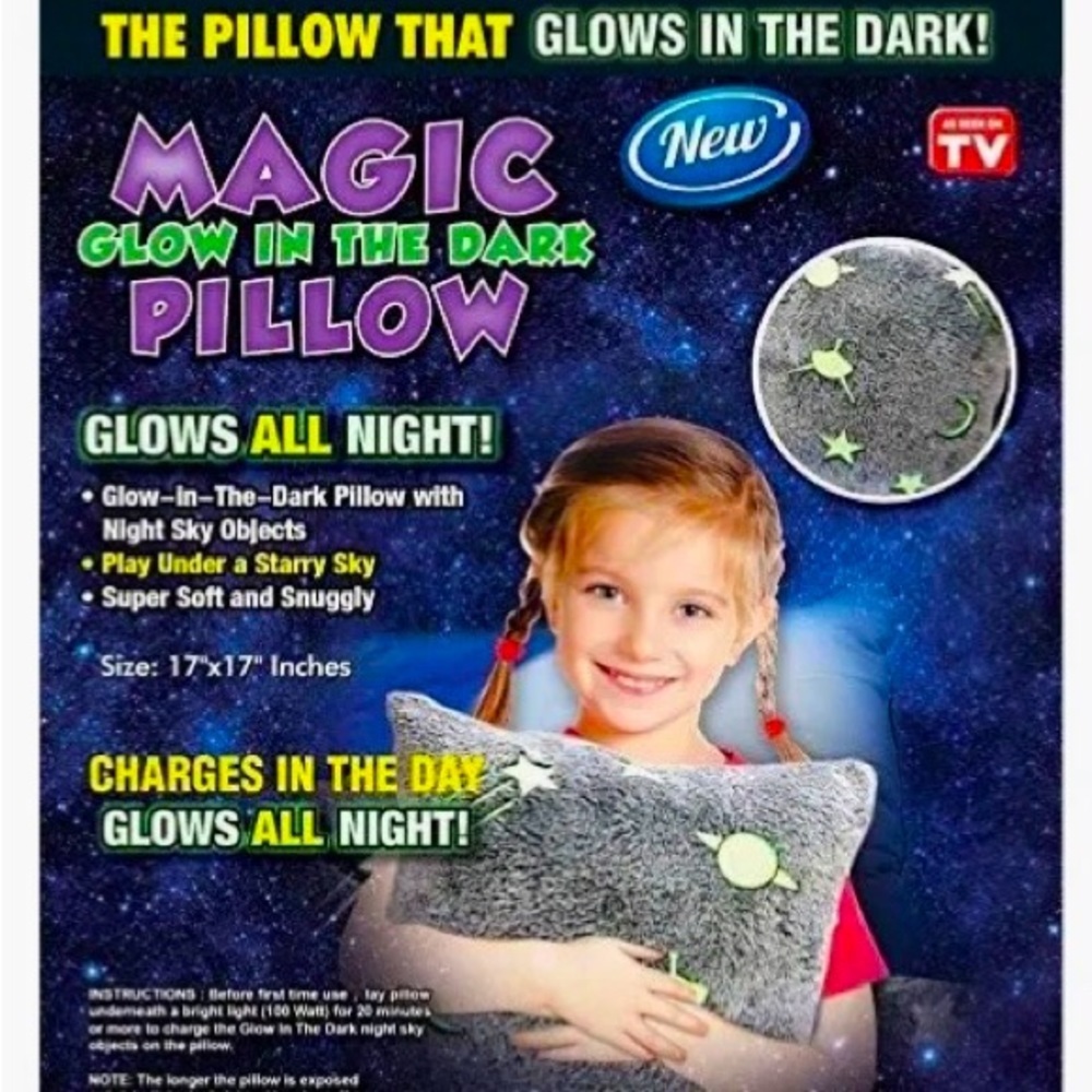 As Seen on TV magic glow in the dark pillow NWOT